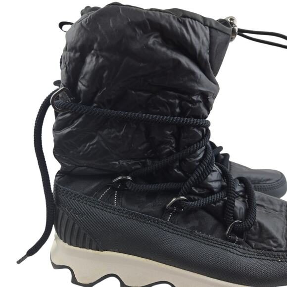Sorel Kinetic Snow Boots Womens 9 Black White Lace Up Comfort Winter Gorpcore - Picture 3 of 13